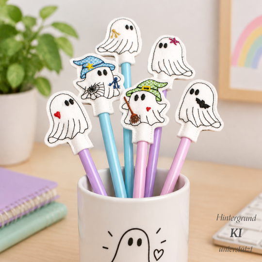 ITH LED Stickdatei Stiftetopper Gespenster Halloween Geist