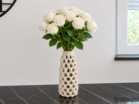Makramee Vase Spiralmuster
