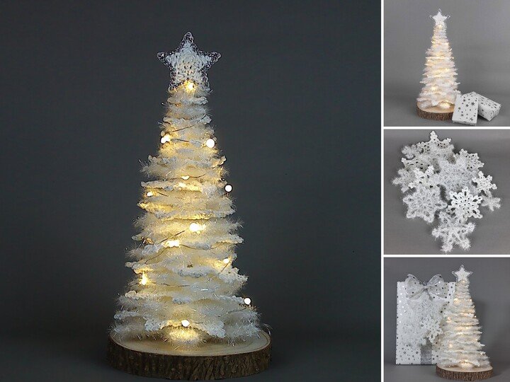Häkelanleitung glitzernder Weihnachtsbaum aus Schneeflocken - für Anfänger