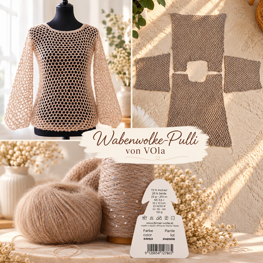 Wabenwolke - Pulli häkeln - Kinderpullover Häkelanleitung als PDF