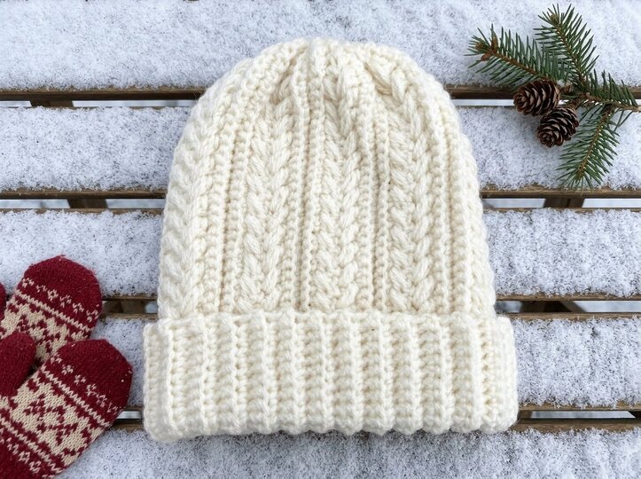 Crochet Pattern Kids Hat with Cable Pattern