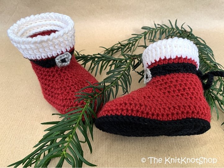 Häkelanleitung Babyschuhe Nikolausstiefel "Santa"