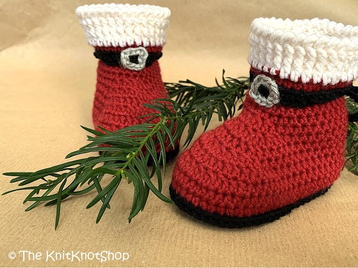 Häkelanleitung Babyschuhe Nikolausstiefel "Santa"