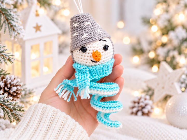 Schneemann Weihnachtsanhänger mit Spirale,  Christbaumschmuck