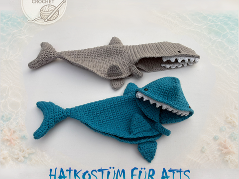 Shark Costume for Atis – Hooded Cape Crochet Pattern (PDF)