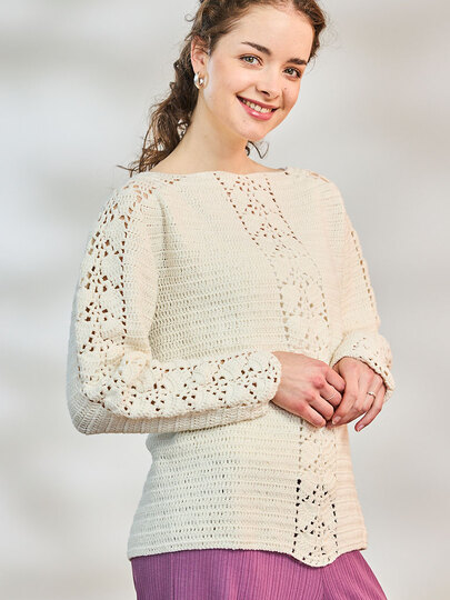 PULLI JULIE … MIT BLATTMUSTER GEHÄKELT