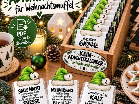 Adventskalender für Weihnachtsmuffel | Tee Adventskalender zum Ausdrucken