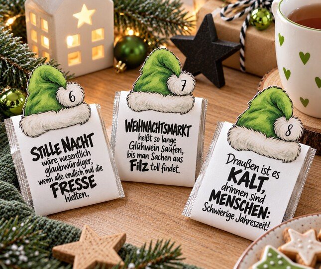 Adventskalender für Weihnachtsmuffel | Tee Adventskalender zum Ausdrucken