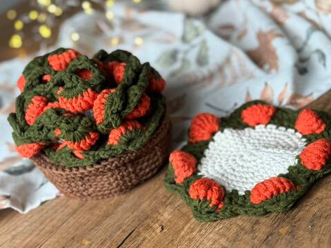 Crochet Pumpkin Coaster Pattern & Basket | Fall Home Decor | Digital PDF