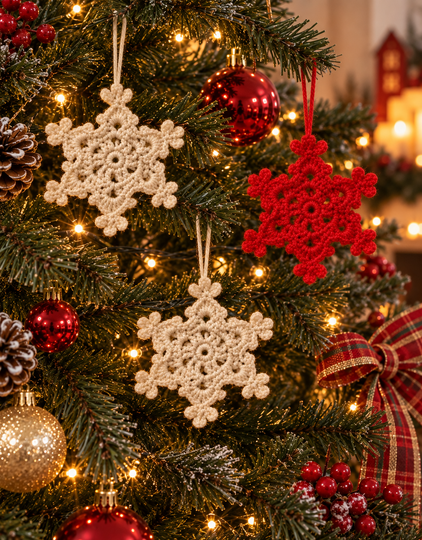 Christmas Ornament Snowflake Pattern PDF and Video Tutorial