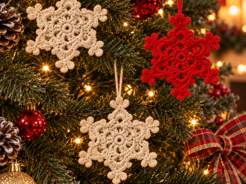 Christmas Ornament Snowflake Pattern PDF and Video Tutorial