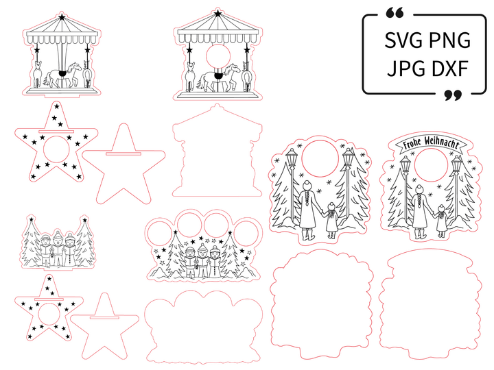 Laserdatei SVG Wintertage Chor Weihnacht Teelicht Weihnachtsmarkt
