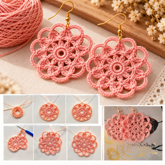 Crochet Flower Earrings Pattern – Flora Earrings PDF