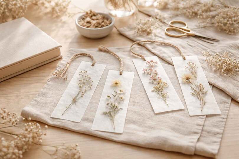 Lesezeichen aus Naturmaterialien selber machen – DIY-Anleitung mit gepresst