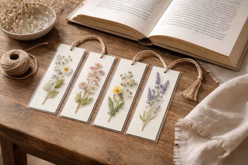Lesezeichen aus Naturmaterialien selber machen – DIY-Anleitung mit gepresst