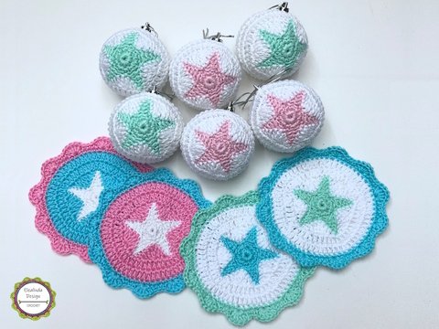 Crochet Pattern Bundle: Coasters & Christmas Ornaments Star Design