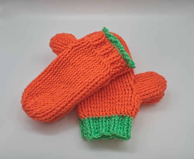 Häkelanleitung Fäustlinge - Handschuhe für Damen + Herren im Kürbis-Design