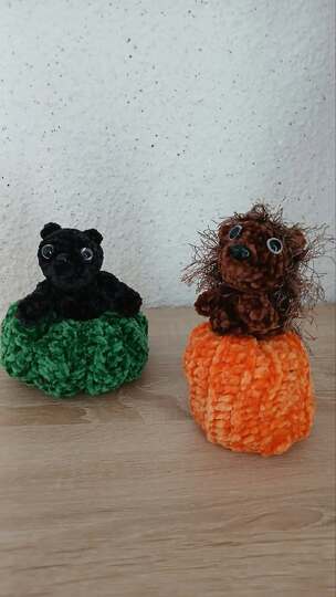 Kürbis-Hocker Maus, Igel und Katze