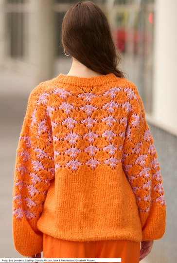 Pullover mit zweifarbigem Ajourmuster