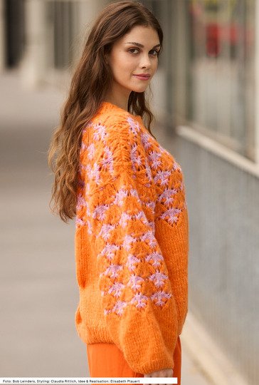 Pullover mit zweifarbigem Ajourmuster