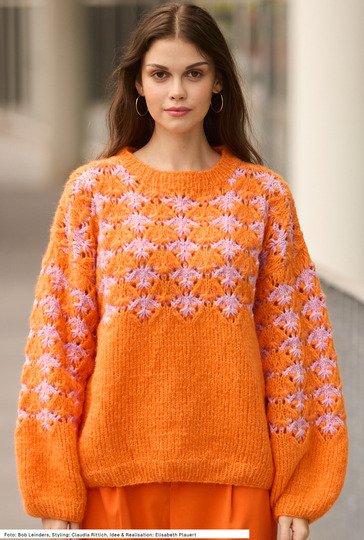 Pullover mit zweifarbigem Ajourmuster