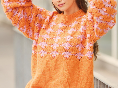 Pullover mit zweifarbigem Ajourmuster