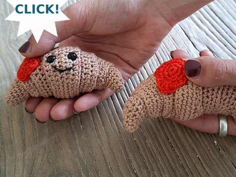 Croissant häkeln – Fidget-Spielzeug mit echtem Druckknopf (DE & EN)