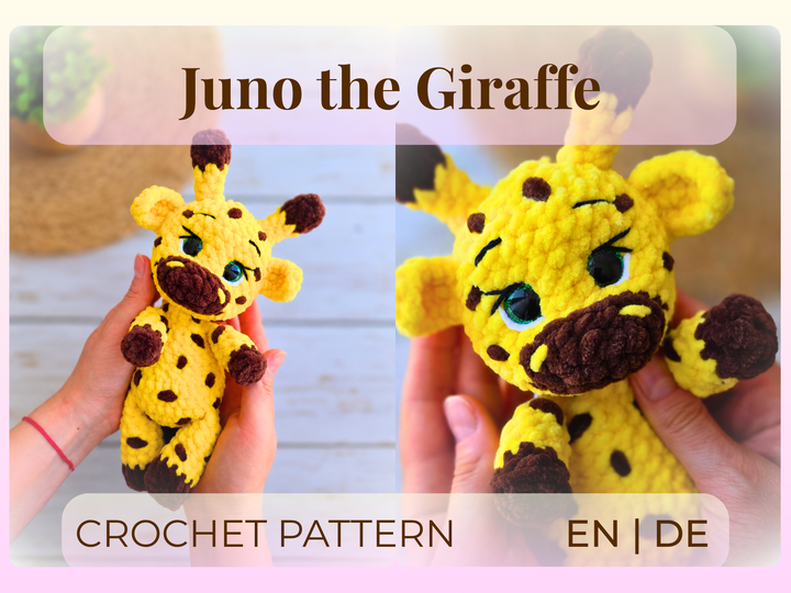 Juno die Giraffe – Häkelanleitung süßes Kuscheltier aus Chenillewolle