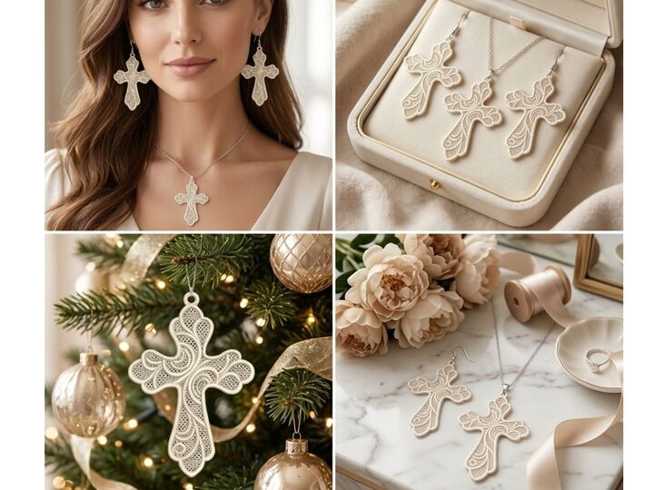 FSL Cross Earrings Embroidery File – 5 Sizes Machine Embroidery files