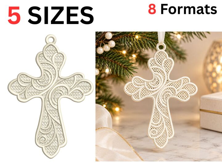 FSL Cross Earrings Embroidery File – 5 Sizes Machine Embroidery files