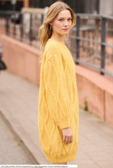 Kleid mit Zopfrautenmuster