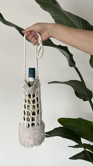 Häkelanleitung Flaschentasche PDF | Tasche mit Kunstfell | DIY Häkelprojekt
