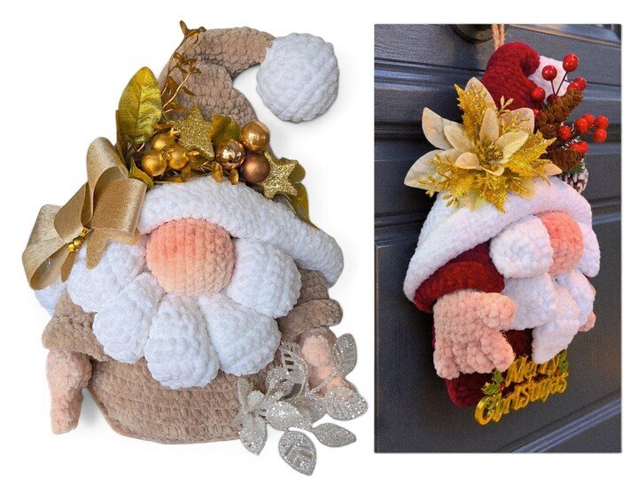 Crochet Pattern: Christmas Gnome Door Decoration