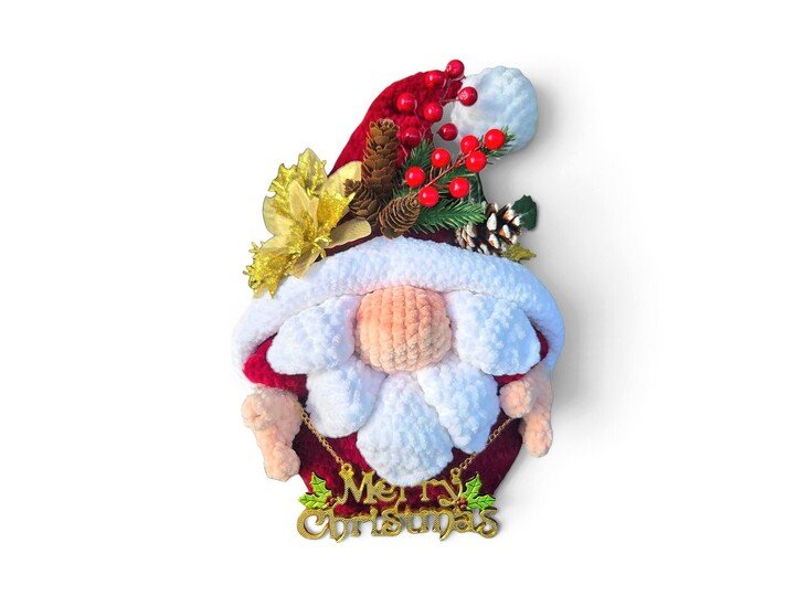 Crochet Pattern: Christmas Gnome Door Decoration