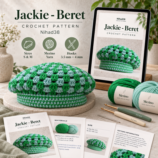 Jackie Beret Crochet Pattern PDF – Two Sizes S and M