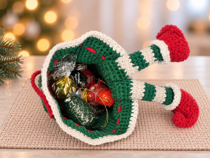 Häkelanleitung Weihnachts-Geschenkbeutel im Elfendesign, Weihnachtsdeko