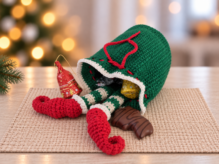 Häkelanleitung Weihnachts-Geschenkbeutel im Elfendesign, Weihnachtsdeko