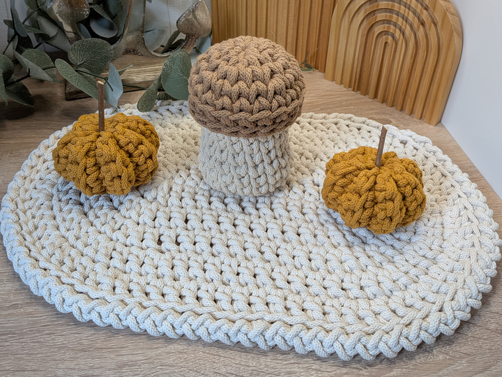 Häkelanleitung ovales Deckchen im Stäbchen-Muster auch als Platzset/Teppich