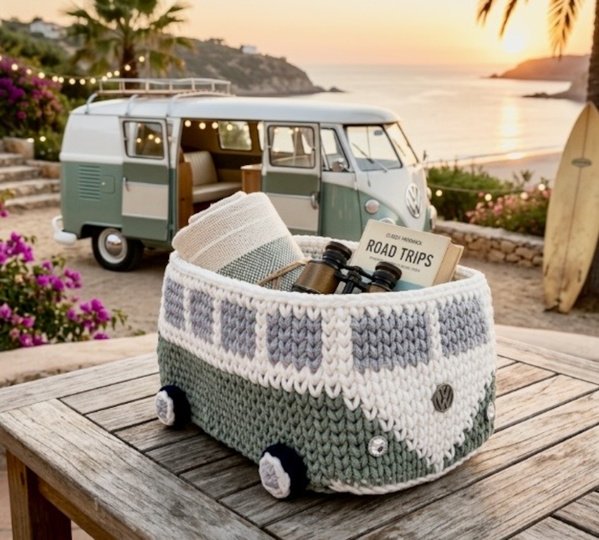 Crochet Pattern for a Bus Basket