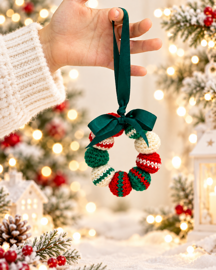 Häkelanleitung  Weihnachts Kranz, Miniaturkranz, Christbaumschmuck