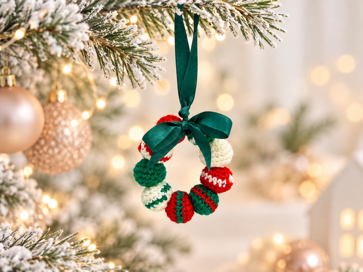 Häkelanleitung  Weihnachts Kranz, Miniaturkranz, Christbaumschmuck