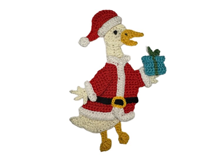 Goose Santa crochet applique