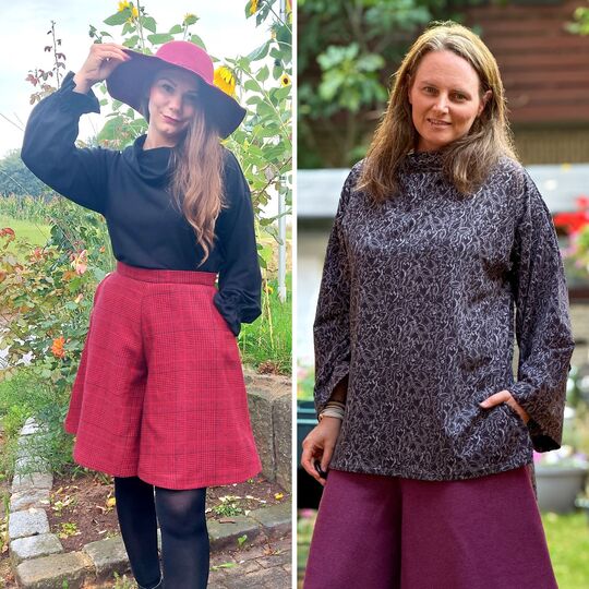 Schnittmuster Pullover Hazel | weite Ärmel, Rollkragen, Seitenschlitze