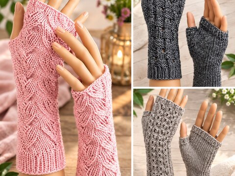 3 Strickanleitungen Handstulpen Armstulpen