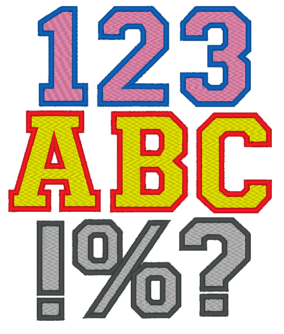 Stickdatei - 10cm College Buchstaben und Zahlen gefüllt Alphabet Zahl - Bild 3