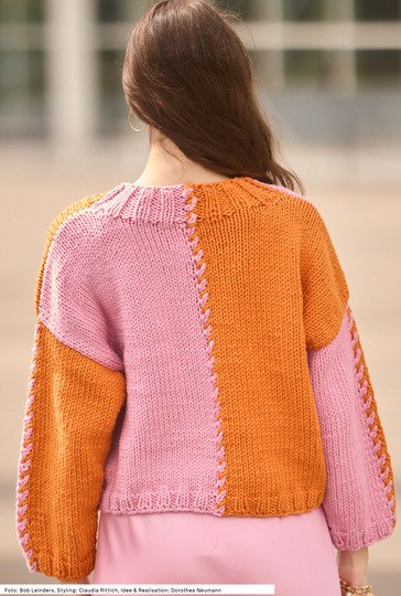 Zweifarbiger Pulli mit kleinem Zopf
