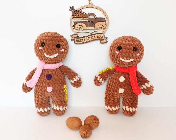 Crochet Pattern: Gingerbread Man Plush Toy - No Sew Christmas Project