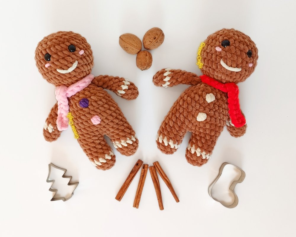 Häkelanleitung: Lebkuchenmann Plüschfigur – Weihnachtsprojekt ohne Nähen - Bild 3