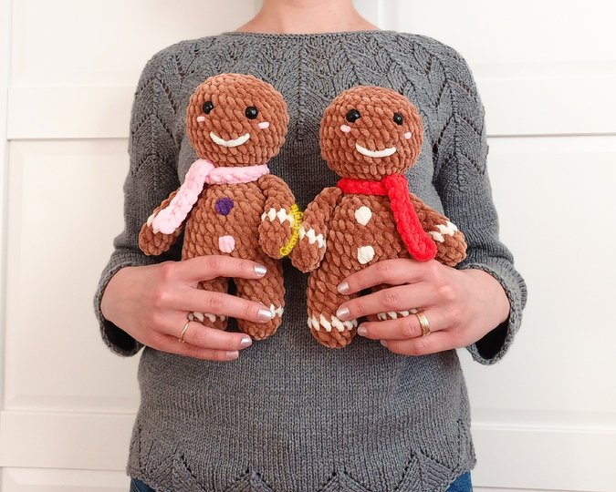 Crochet Pattern: Gingerbread Man Plush Toy - No Sew Christmas Project