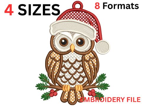 Owl Embroidery Ornament Design FSL Stickdateien Quirky Patterns Keychain